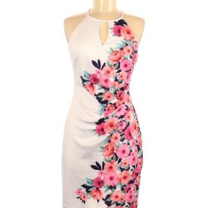 GUESS white floral high neck dress
